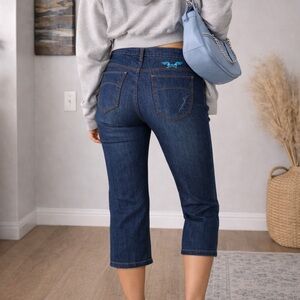 Sz 36 De’Extase Y2K Dark Wash Low Rise Capris NWOT $170 MSRP